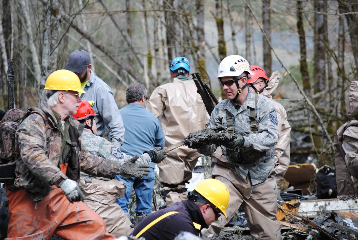 WANationalGuard's tweet photo. Today marks the 10th anniversary of the State Route 530 Landslide near the town of Oso, Wash.
#OsoStrong https://t.co/aqz9TF17iS