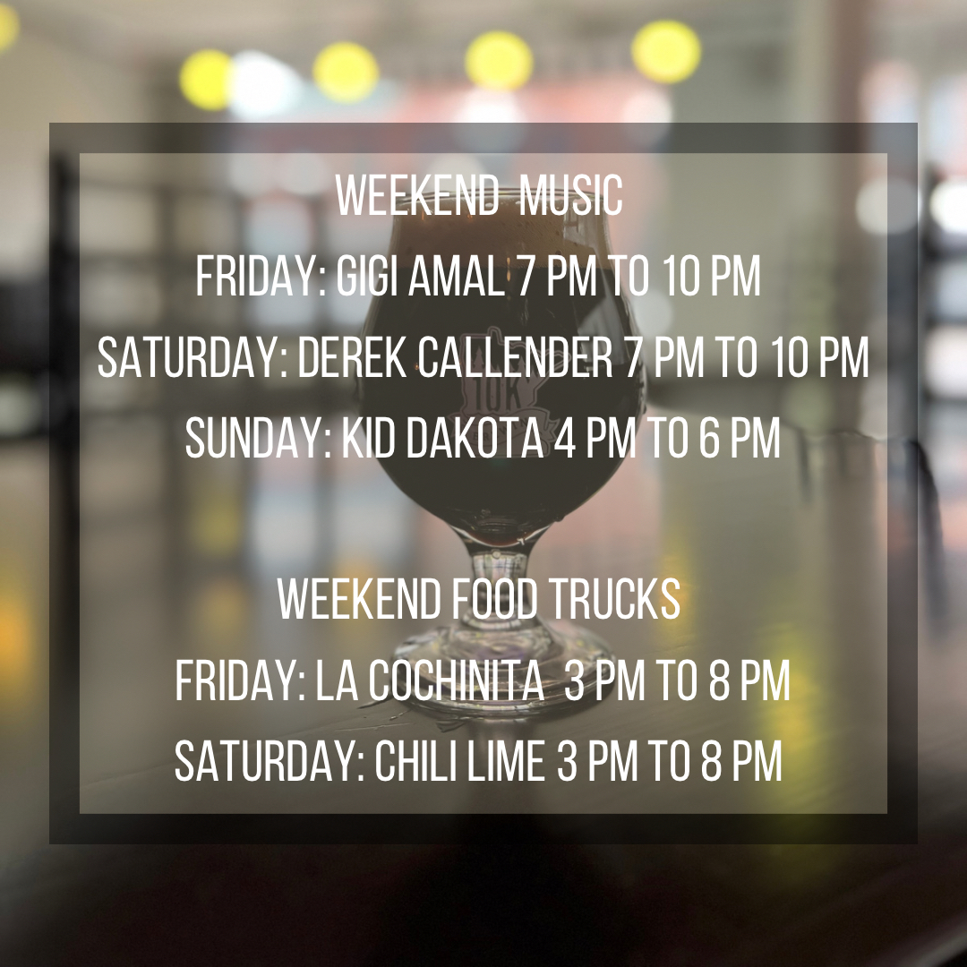 Okay hear us out, we have the perfect combo this weekend... Beer Live Music Food Trucks That is our argument for you to come hang out, so see you tonight?