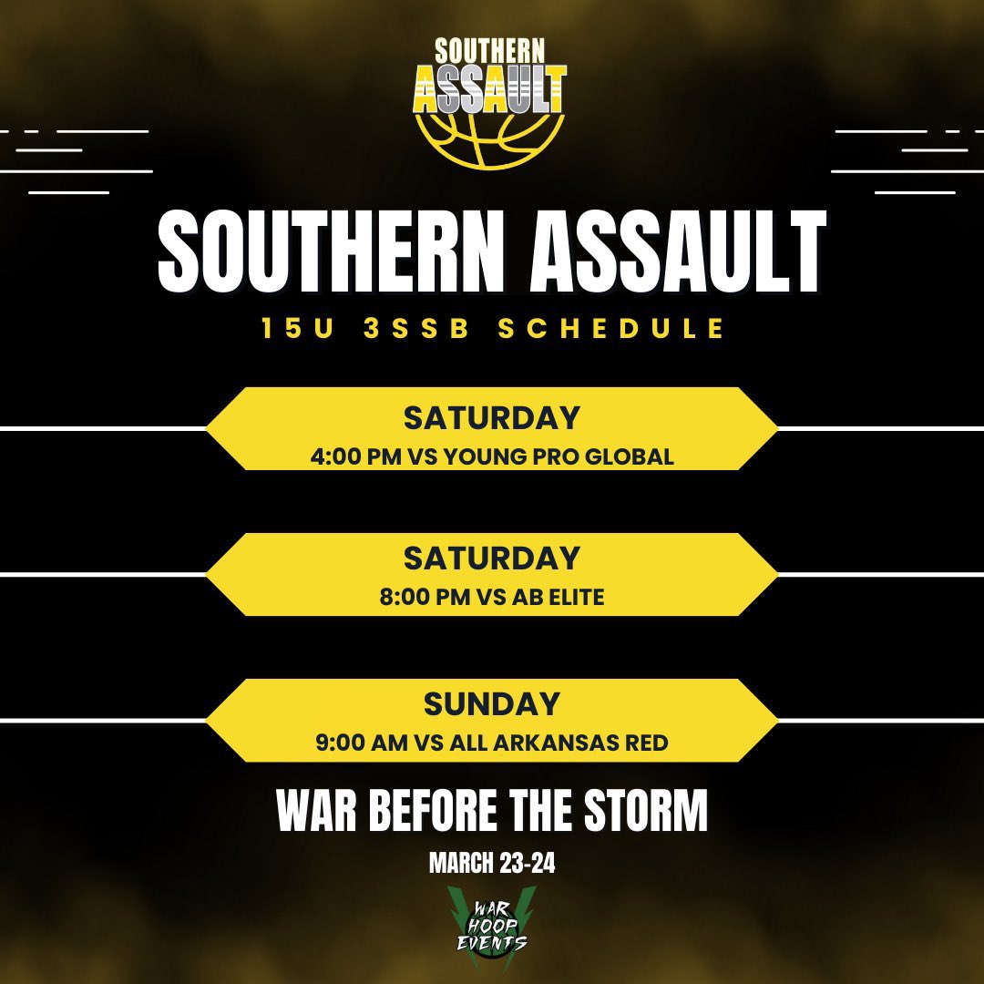 CoachPaulHarvey's tweet photo. Come check out our 3SSB @AssaultSouthern teams this weekend at @Warb4storm . Games will be at Game on sports complex.
2600 Almeda St
Fort Worth, TX 76108
#3SSB #WarHoopEvents https://t.co/Fksto2pOIE