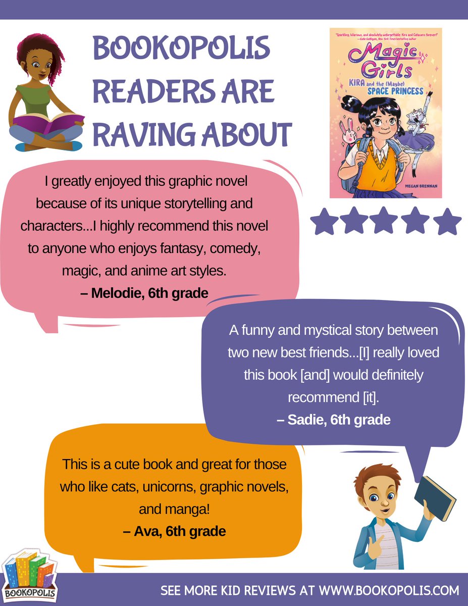See why kid readers are raving about KIRA AND THE MAYBE SPACE PRINCESS by @megthebrennan This wacky and fun graphic novel perfectly captures the awkwardness of middle school. It's also a love letter to manga fans. Check out more at Bookopolis.com.