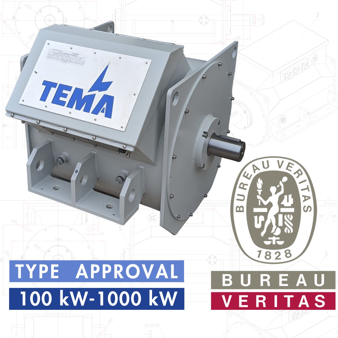 On February 12, 2024, TEMA received Bureau Veritas type approval for the entire LPMR series of synchronous motors with permanent magnets, ranging from 100 kW to 1000 kW.