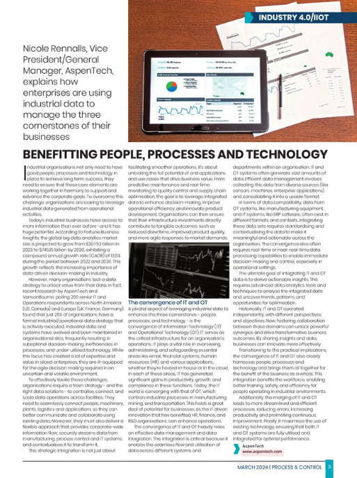 Following on the Industry4.0/IIoT feature, we have Nicole Rennalls, Vice president/General Manager at <a href="/AspenTech/">Aspen Technology</a> where she explains how enterprises are using industrial data to manage the three cornerstones of their businesses - content.yudu.com/web/69r/0A170s…
