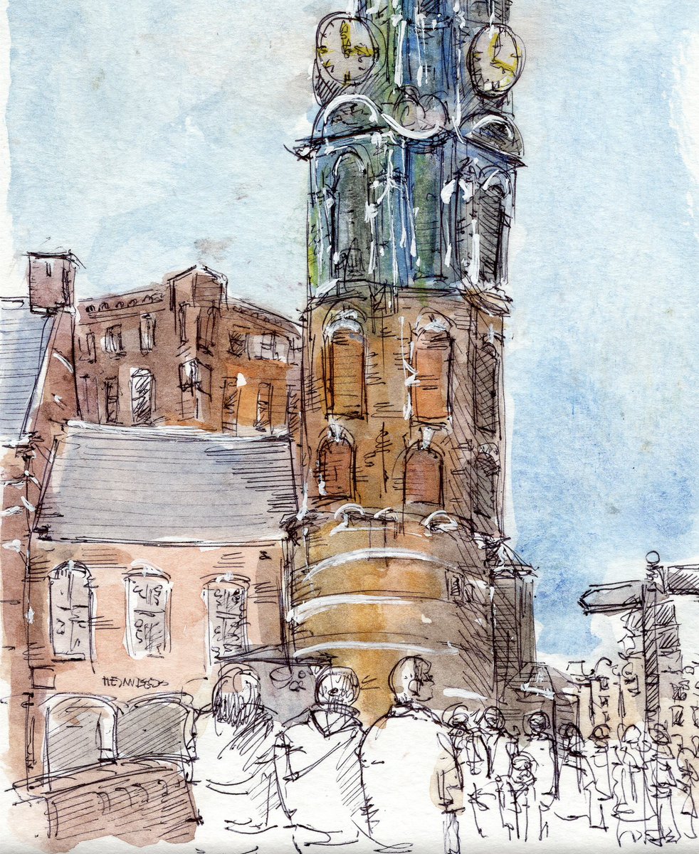 One more from my Amsterdam trip. With social media you get a choice of crowds or tops of monuments …. #travel #Amsterdam #Netherlands #artjournal #art #watercolour