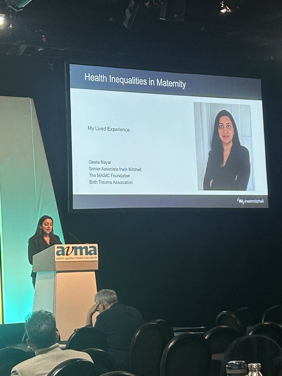 “My Lived Experience” such an informative and thought provoking talk from <a href="/GeetaNayar01/">Geeta Nayar</a> at the #Avma2024 conference discussing the health inequalities in Maternity <a href="/irwinmitchell/">Irwin Mitchell</a>