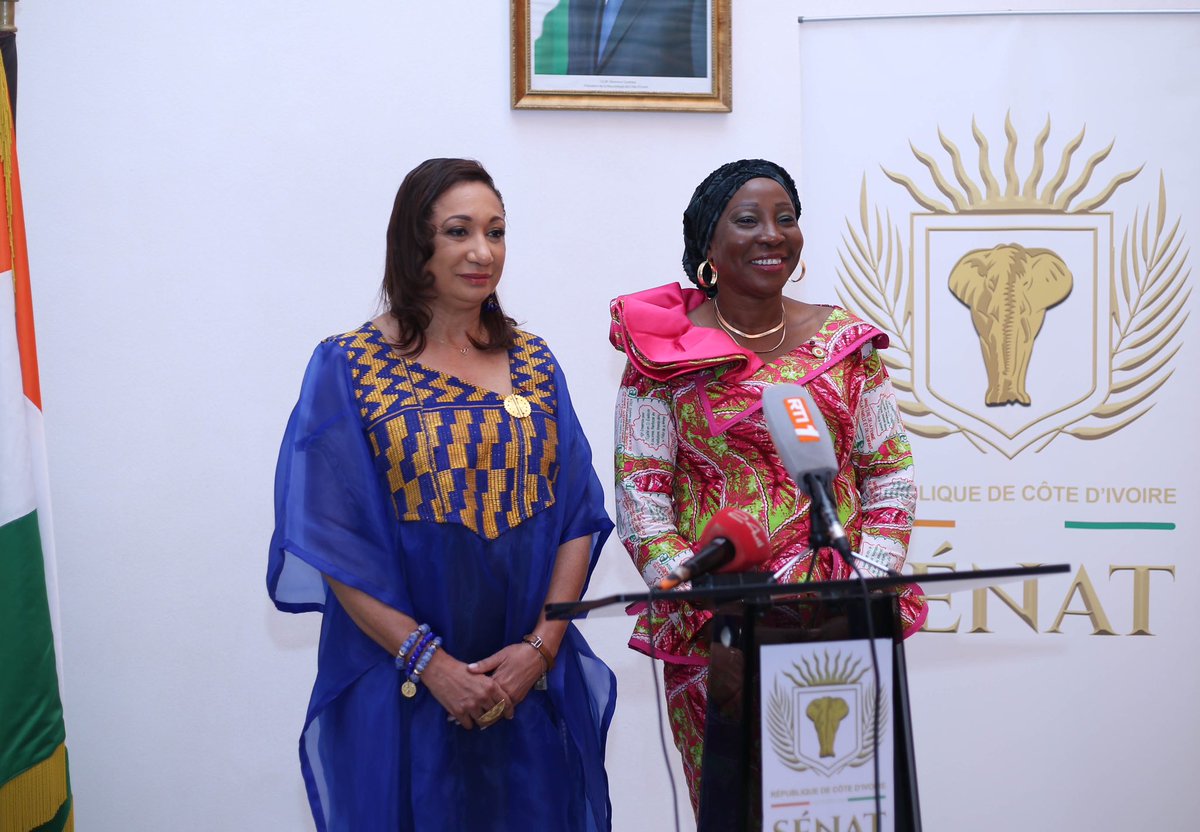 FRemarck13's tweet photo. Mes remerciements à la Présidente du @Senatci SEM  Kandia Camara pour sa disponibilité et notre audience d'hier à Abidjan. Le #MASA au menu et d'autres pistes avec l'Institution qu'elle dirige avec brio. Je lui ai également traduit notre fierté. @MINCF_CI 

#FR225 https://t.co/B6nvSaW5cA