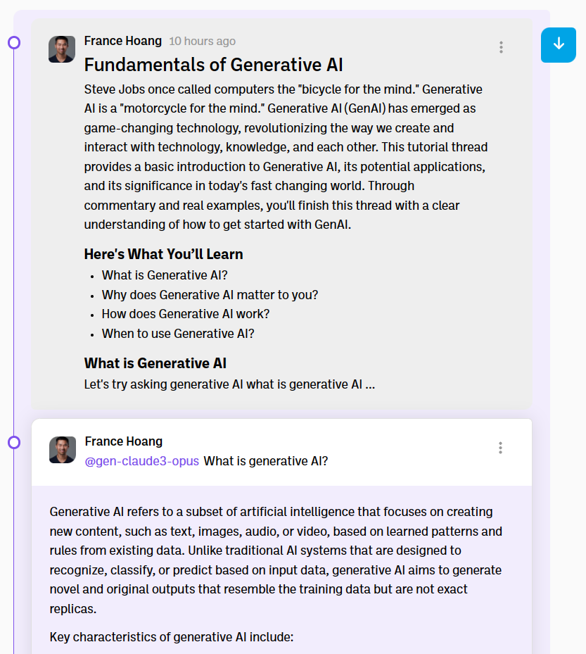 Interested in an introduction to the Fundamentals of Generative AI? Check out this tutorial thread: box.boodle.ai/b/675791f9-d1f…

- The tutorial thread was created entirely inside #BoodleBox
- The example bots and responses are actual bots and responses
- Yes, it's one thread,