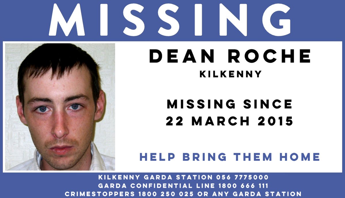 Dean Roche from Hebron Park, Kilkenny, has been missing since 22 March 2015. Dean left his house and  travelled to the Ballyfoyle area by taxi where he purchased a car. He was wearing a black zip up tracksuit top & bottoms with white runners.
#HelpBringThemHome #Missing #Kilkenny