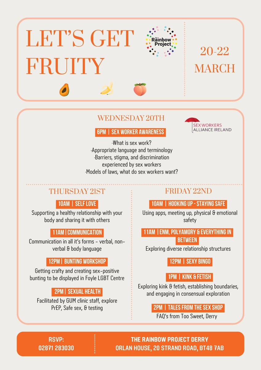 LittleAcornsBks's tweet image. Final day of the #LetsGetFruity Sexual Health series of talks &amp;amp; discussions, info tables &amp;amp; stalls at the @TRPNI #RainbowProject #Derry Such an amazing group of people participating &amp;amp; all welcome to attend 🌈💚📚🍑