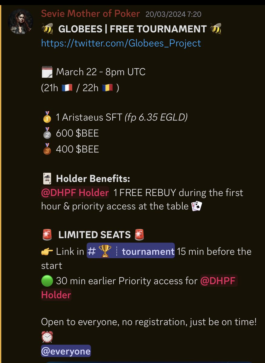 Free tournament tonight! <a href="/xCards_/">xCards</a> 🔥💕 <a href="/Globees_Project/">Globees 🌍🐝</a>