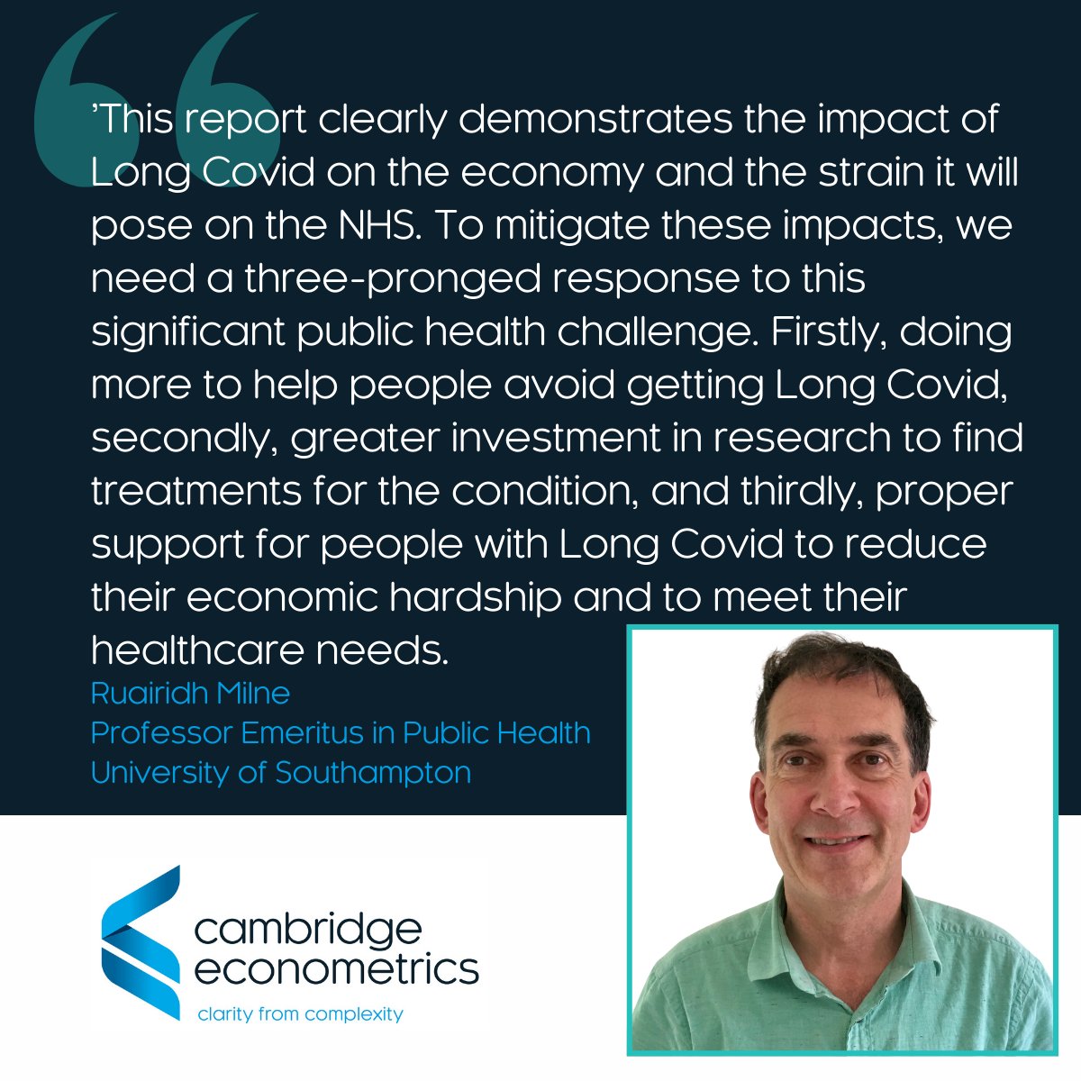 Co-author @ruairidhm of our new report 'The economic Burden of Long Covid in the UK' recommends a three-pronged response to Long Covid as a public health challenge: 1⃣ Prevention 2⃣ Investment in research 3⃣ Support for people with #LongCovid ➡️bit.ly/4anCzIx