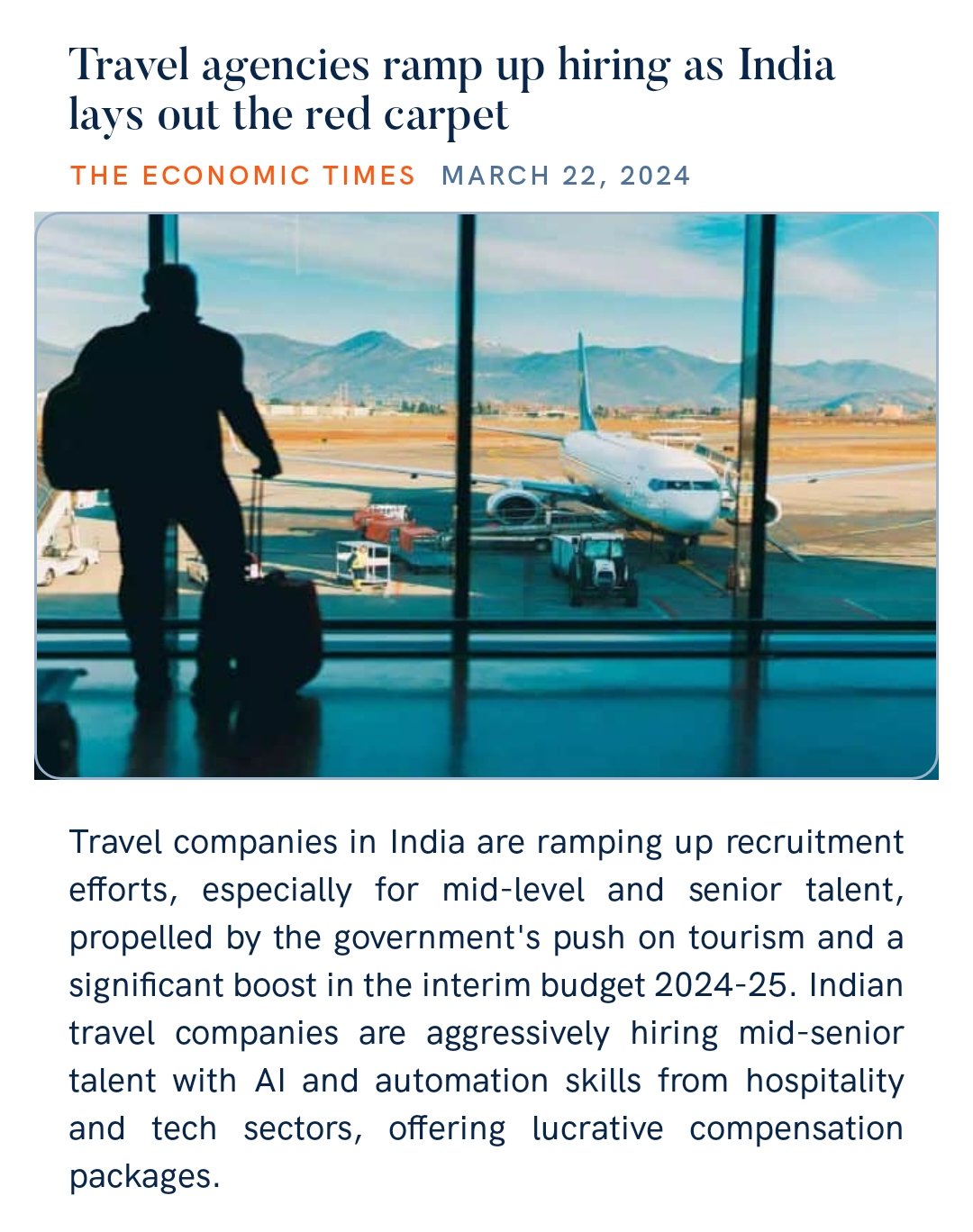 Raghav Lakhanpal on X: “Travel agencies ramp up hiring as India