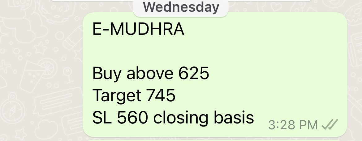 Tradetalkss's tweet image. #emudhra 

20% UC!! 🚀🚀🚀🚀🚀

From the time mentioned in 

-Up by 50% since mentioned in newsletter
 -Up by 30% since mentioned to premium members

Join us now to get hands on such trades 

t.me/tradetalksbyDi…