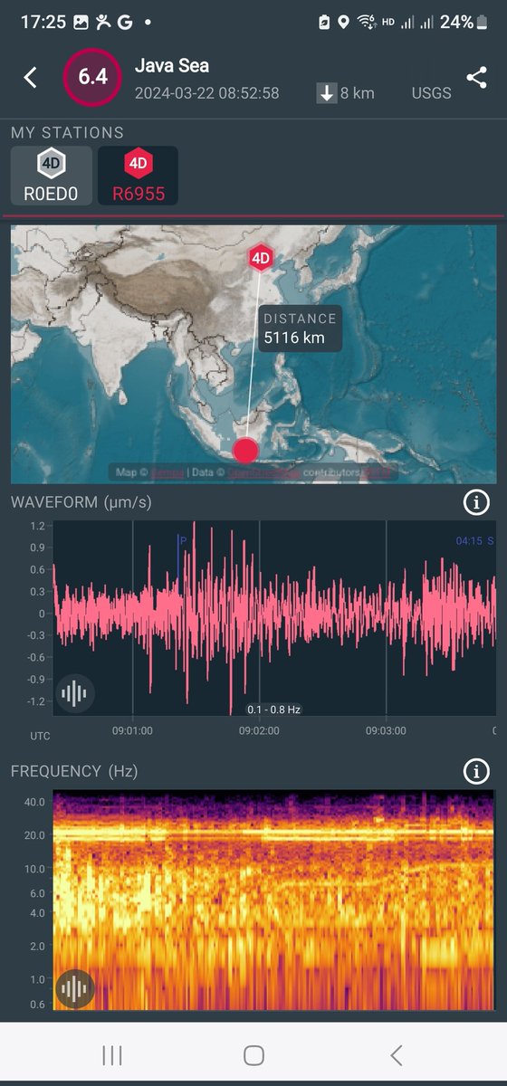 SeismobyMichael's tweet image. Very strong M6.4 #earthquake #JavaSea, #Indonesia on 22 March 2024 at 08:52 UTC recorded by Stations R6955 in #Beijing, #China and R0ED0 in #Uttaradit, #Thailand @raspishakEQ @raspishake
earthquake.usgs.gov/earthquakes/ev…