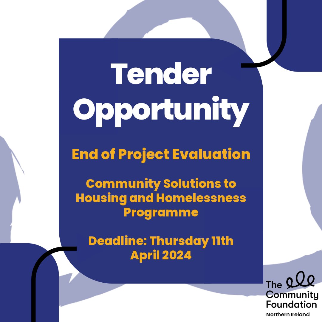 @CFNIreland is seeking a suitable individual or organisation to conduct an end of project evaluation of its Community Solutions to Housing and Homelessness Programme, with specific focus on social innovation and voice of lived experience. Find out more 👉 bit.ly/EoPEval