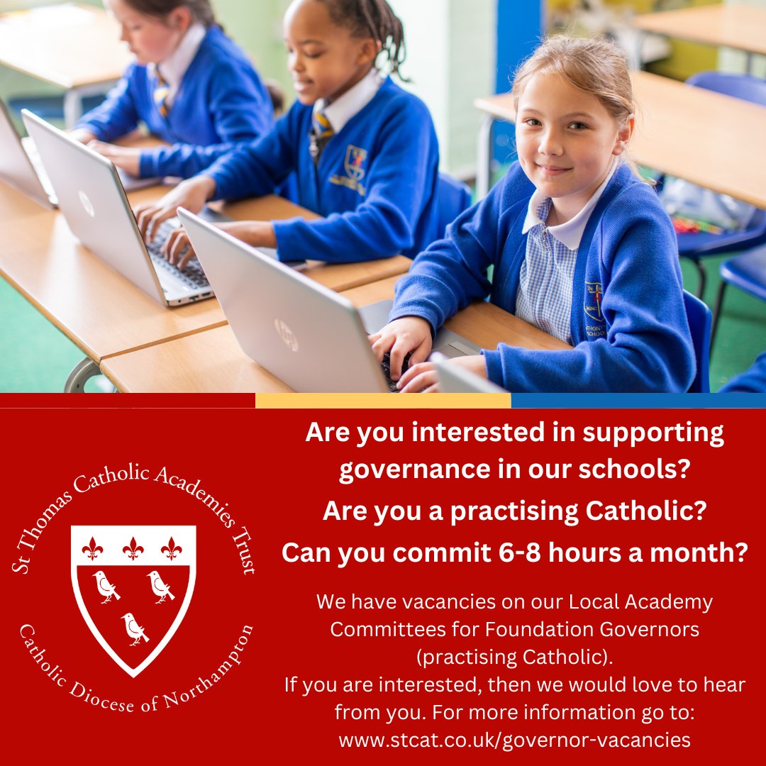 STCAT are looking for Foundation Governors across our schools, for more information or if you are interested go to stcat.co.uk/trust-governan…