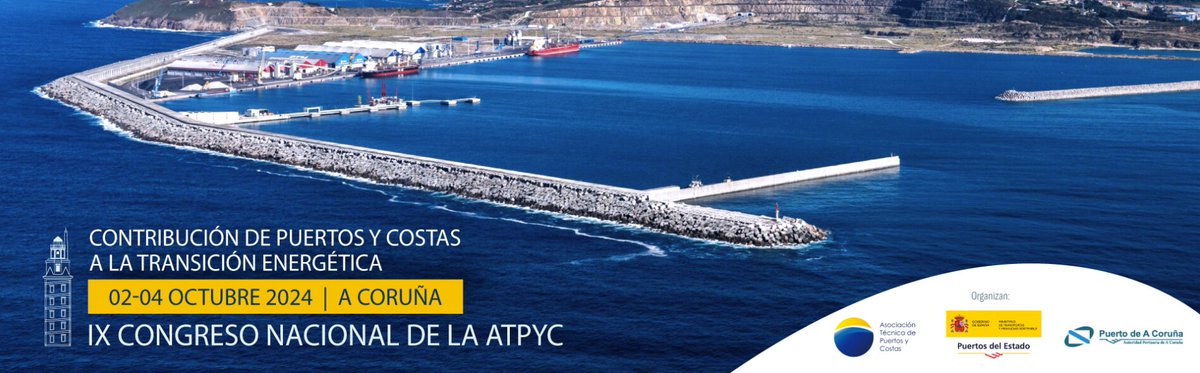 PuertosEstado's tweet photo. 📢 El IX Congreso Nacional de @atpyc_pianc (#ATPyC) se celebrará del 2 al 4 de octubre de 2024 en el @PuertoACoruna, con el lema "Contribución de puertos y costas a la transición energética."
👉 Abierto el plazo para presentación de ponencias.
🔗 https://t.co/9F0awkNIur https://t.co/1ecSyVazWl