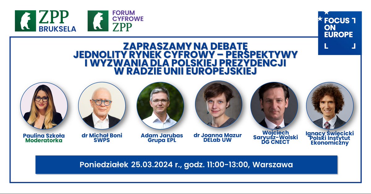 📢Zapraszamy na debatę pt. 'Jednolity Rynek Cyfrowy – Perspektywy i Wyzwania dla Polskiej Prezydencji w Radzie Unii Europejskiej' już w najbliższy poniedziałek, 25 marca 2024 r., godz. w Warszawie. 🗨 Polska prezydencja w Radzie Unii Europejskiej, która rozpocznie się 1…