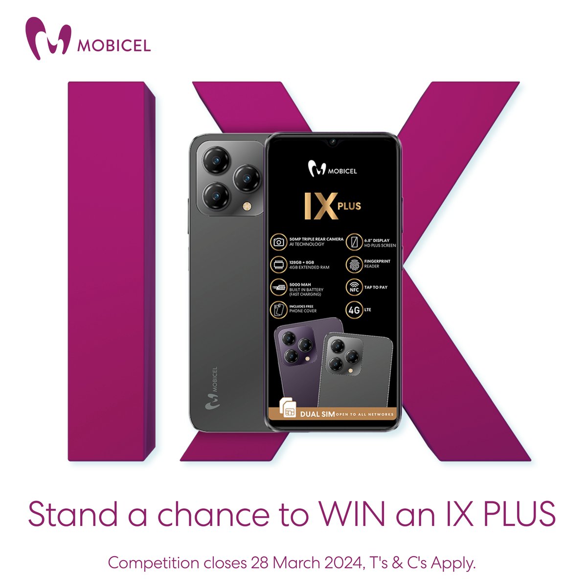 MobicelSA's tweet photo. Ready to Upgrade Your Smartphone Experience? ๐ Follow these steps to WIN a brand new Mobicel IX Plus:
1. Follow @MobicelSA
2. Tag 3 friends
3. Make sure your friends follow us too!
Winner announced on March 28, 2024. Good luck! ๐ #MobicelGiveaway #UpgradeWithMobicel #IXPlus