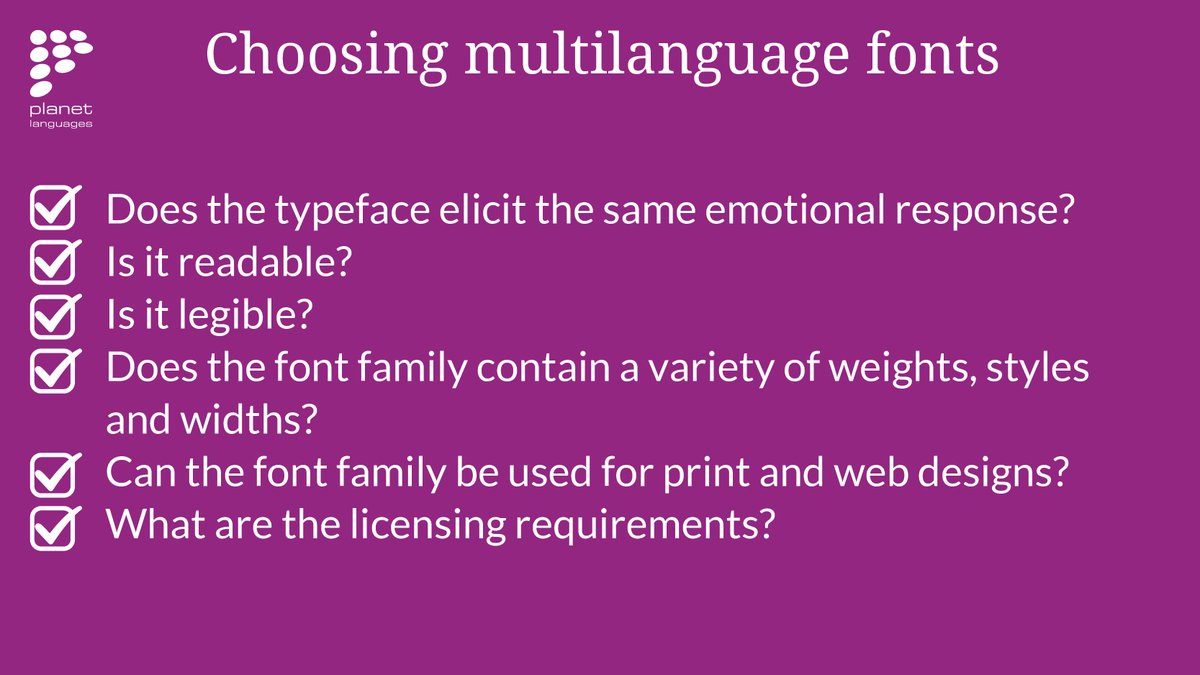 planetlanguages's tweet image. What’s on your list when you’re choosing fonts with multilanguage support? ✅

#Accessibility
#Design
#MultilingualTypesetting