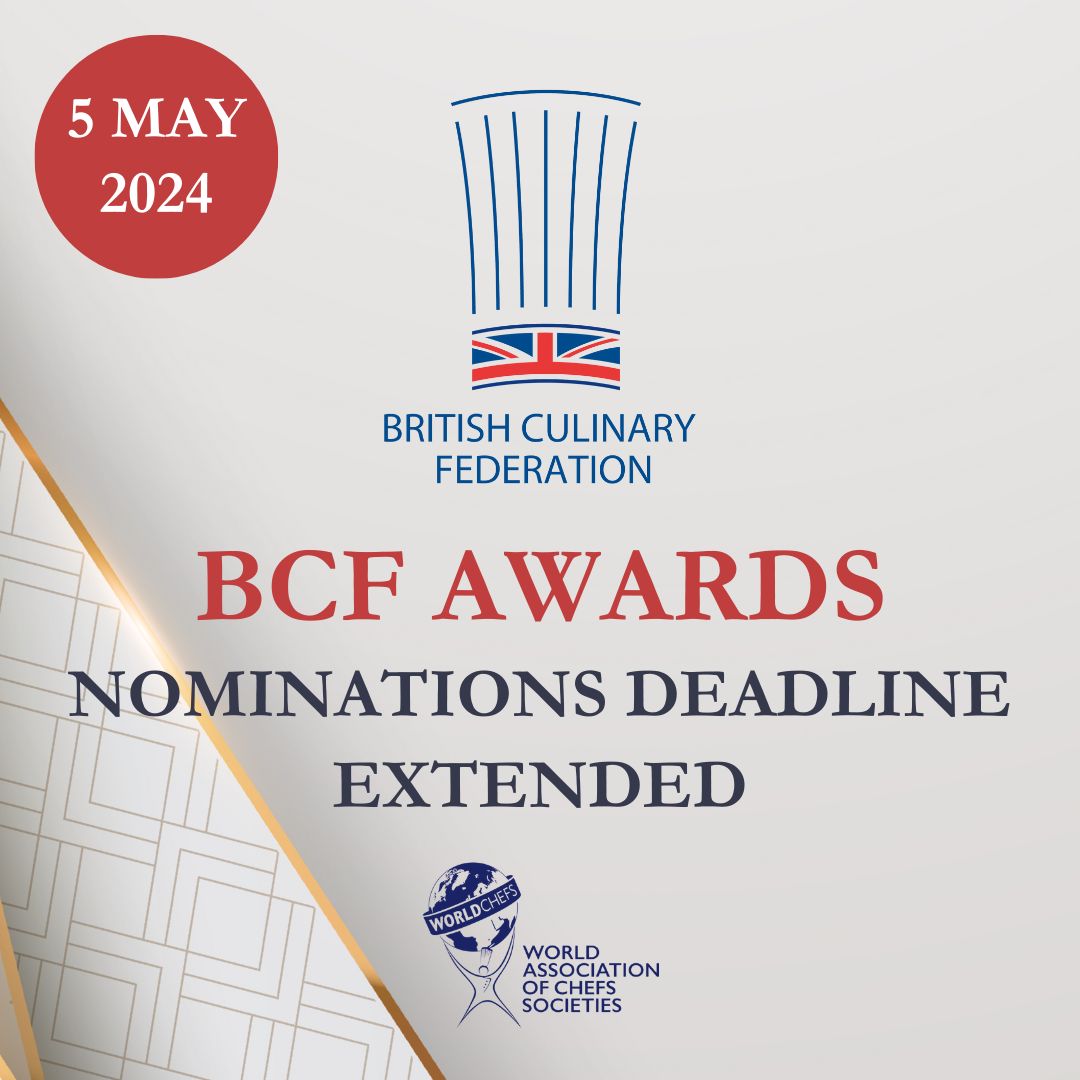 The deadline for nominations has been pushed back to the 28th of March! This is your last opportunity to submit nominations.

 To find out more information and nominate a chef, please visit the following website: 
britishculinaryfederation.com/post/bcf-award…