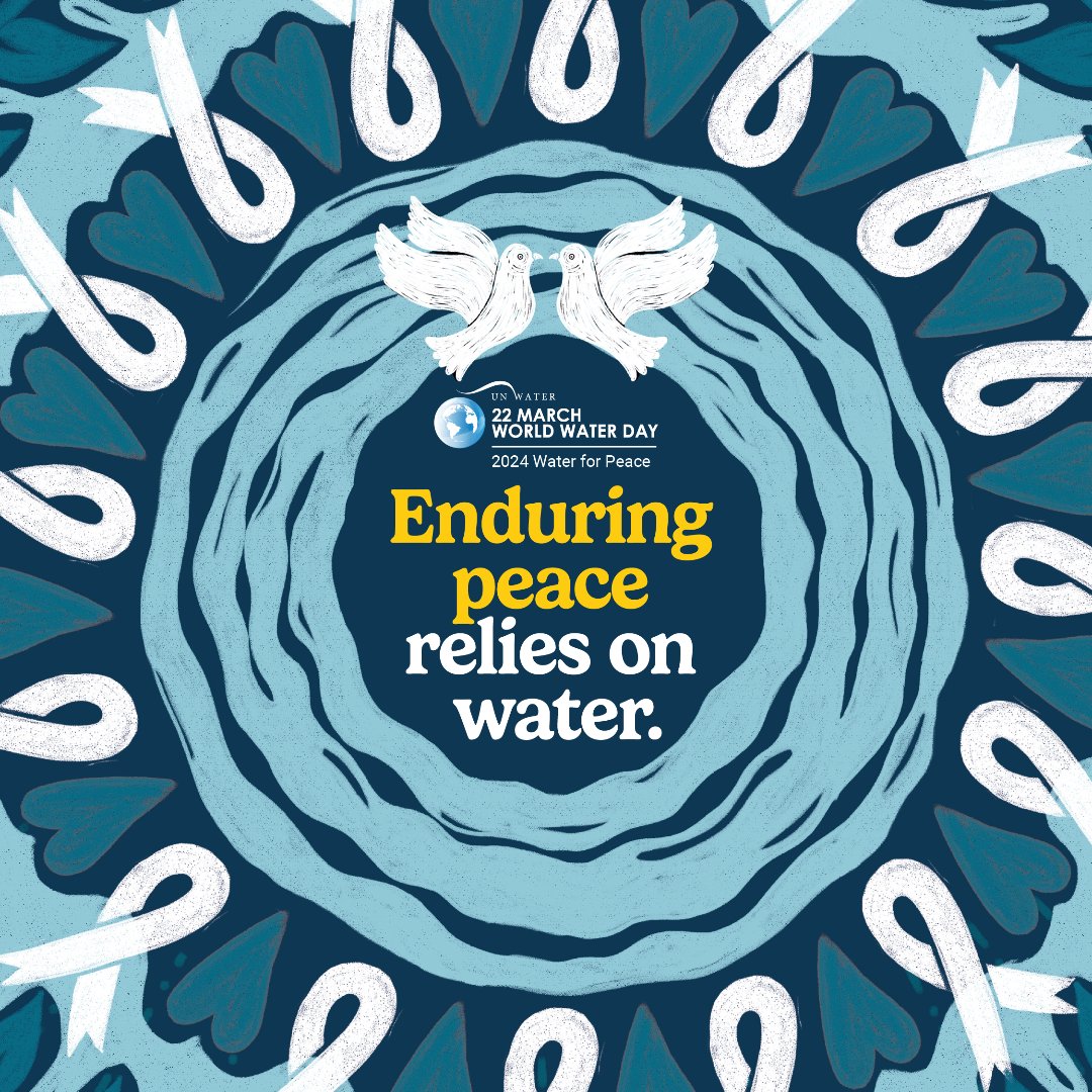 🌊💧 World Water Day 💧🌊 

Water has a ripple effect across many global challenges – from climate change to political  unrest. 

This #WorldWaterDay, let's cooperate on water as a catalyst for progress. Water and peace go hand in  hand. worldwaterday.org