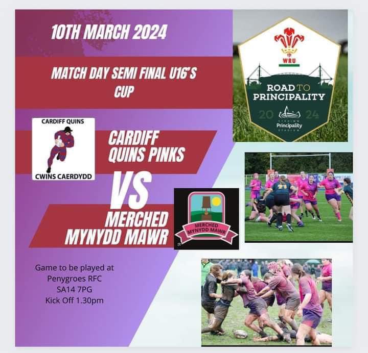 Anyone attending Wales v Scotland 🏉tomorrow - & fancies making a day of it. @WelshRugbyUnion Girls U16s & U18s Finals in @principalitysta . Free to enter. @CardiffQuinsRFC @QuinsGirlsRugby U16s on show in Plate & Cup. 1st KO at 10.30am. 🟣🔵🏉🏴󠁧󠁢󠁷󠁬󠁳󠁿 #girlsrugby