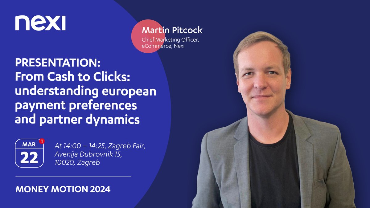 Today, at the Money Motion 2024 conference in Zagreb, Croatia, our Martin Pitcock, Chief Marketing Officer, eCommerce, Nexi, will have a speech about the European Payment Preferences and Market Dynamics. #WeAreNexi #MoneyMotion #MoMo2024