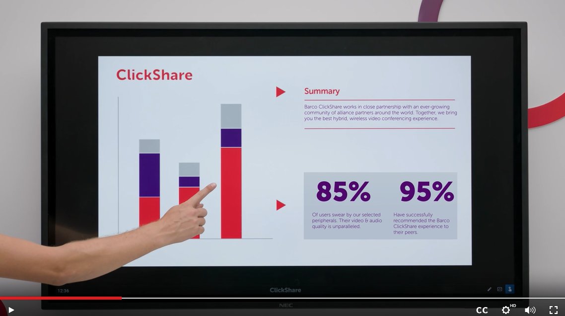 Shall we let you in on a well-kept ClickShare feature? Connect our interactive models , The ClickShare Bar Pro, the C-10, CX-30 and CX-50 to a touch screen for more engaged collaboration! 📽️ Dive into the setup for interactive displays in this video ow.ly/FnG950Olz01