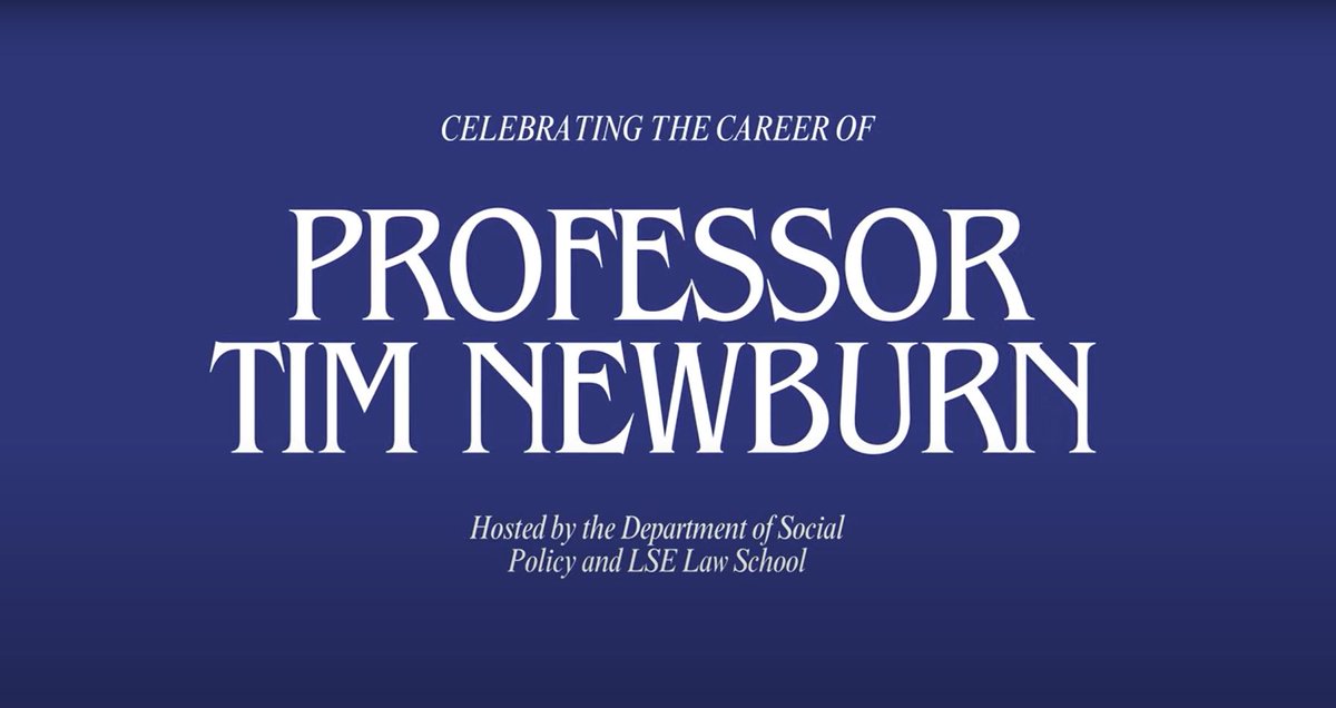 📢 Catch up on this special @LSESocialPolicy & @LSELaw event celebrating the career of @TimNewburn who has been a key figure in British and European criminology and social policy for over 40 years. ➡️ ow.ly/oC2J50QYyGG