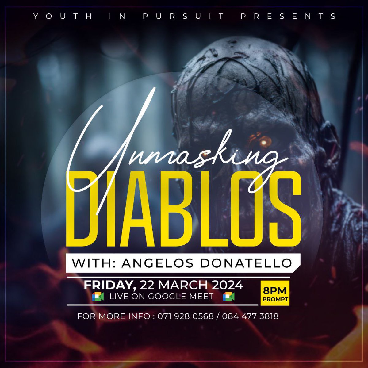 YouthIn_Pursuit's tweet image. Diablos

noun,plural di·ab·los. Spanish for “devil.”

Is the devil really who we’ve been conditioned to know him as? Join us for an enlightening session tonight on Google Meet at exactly 8pm! Do not miss it!

#flashyfriday
#wordsession
#youthinpursuit
