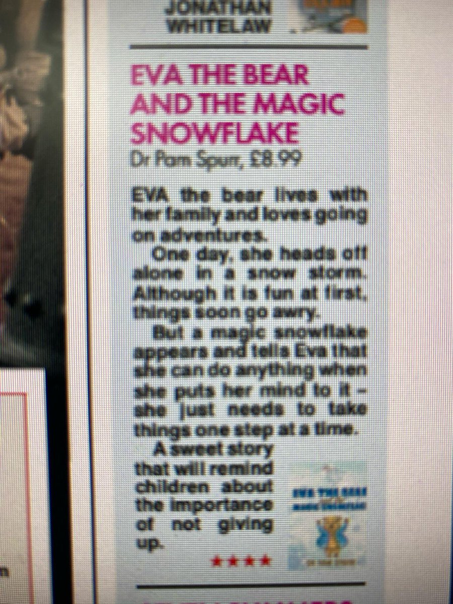 TYVM to @TheSun's book reviewer @natashahwrites for a fab review of Eva the Bear and the Magic Snowflake today🐻🥰 Rambunctious Eva goes on a snowy adventure & learns about courage with a little magic! ORDER HERE tinyurl.com/36y3xr6n OR tinyurl.com/37u6uwej #KidsBooks…