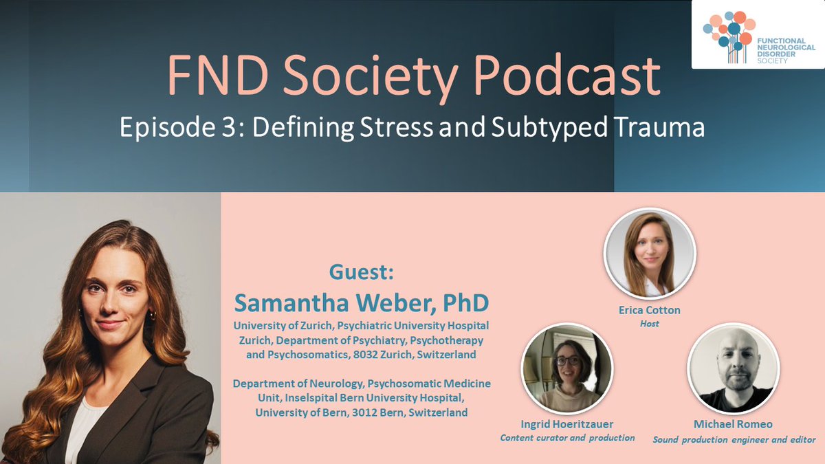 🌟It's Friday, Spring has started, and to top it all off: 📢 The 3rd FND Society🎙Podcast is out! ✨

This riveting episode includes a 🗣 discussion with Dr. @SamWeb29 regarding her professional pathway and background to FND research 🔎 and practice...🧵