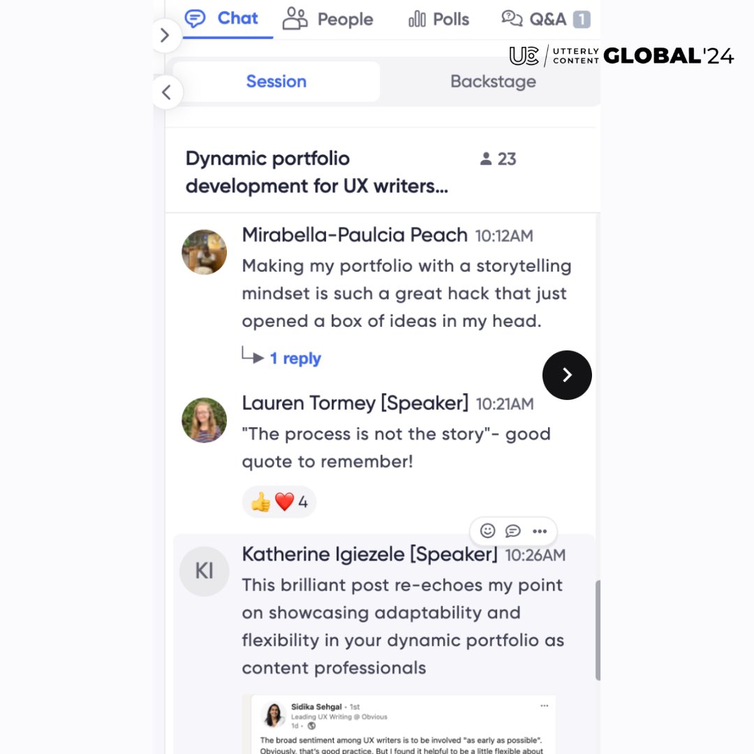 uxcontentchamp's tweet image. Get ready to elevate your UX writing portfolio and be a part of a thriving UX writing community. 

Click the link 👉 uxcontentchamp.com  to join our April cohort

#uxcontentchamp #utterlycontent24 #uxcommunity #uxcontentchamp #uxwriters #writerscommunity