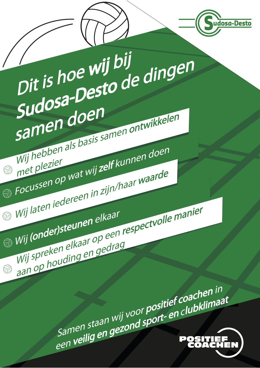 Laatste dag van de #DrentseWeekvdVeiligeSport. Naast sociaal veilig streven we naar een positief sportklimaat. Als sportclub kan je bijvoorbeeld met positief coachen aan de slag om hier stappen in te zetten. Bij @sudosadesto doen ze dit al ruim 10 jaar! 👏
sportclubdrenthe.nl/succes-project…