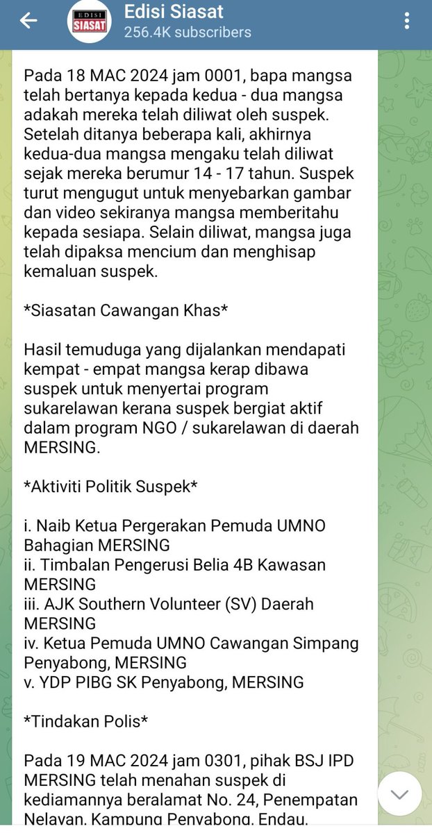 marinaristan's tweet photo. TW/Amaran: penderaan seksual, pedofilia

Dikongsi semula dengan #TeksAlt .

#Mersing 
#EdisiSiasat https://t.co/k4HhWz6ihG