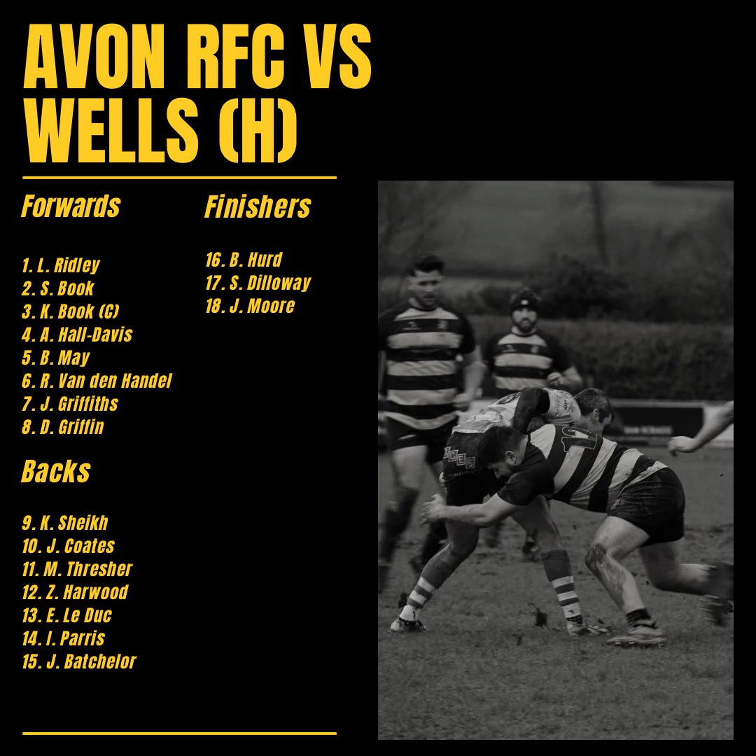 ⚫️🟡 SQUAD 🟡⚫️ Our 1st XV to face Wells in our penultimate home game of the season! Hicks field will be absolutely bouncing! #blackandyellow