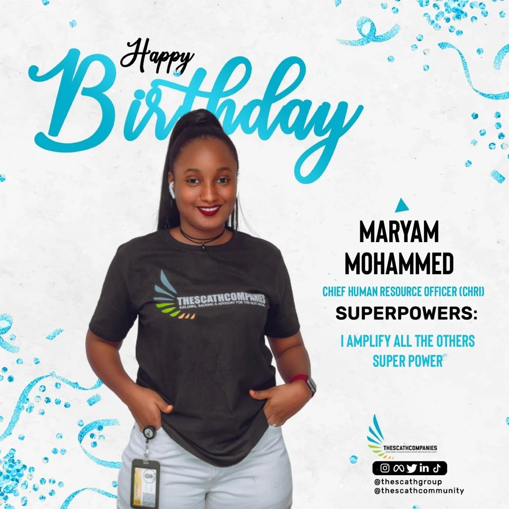 scathcommunity's tweet photo. Happy birthday to our very own CHRO @mimihillz 🎈
We’re glad to have you on the TSC Team, Thank you for all you do.
#TSCbirthday https://t.co/ZJDvBObNa9