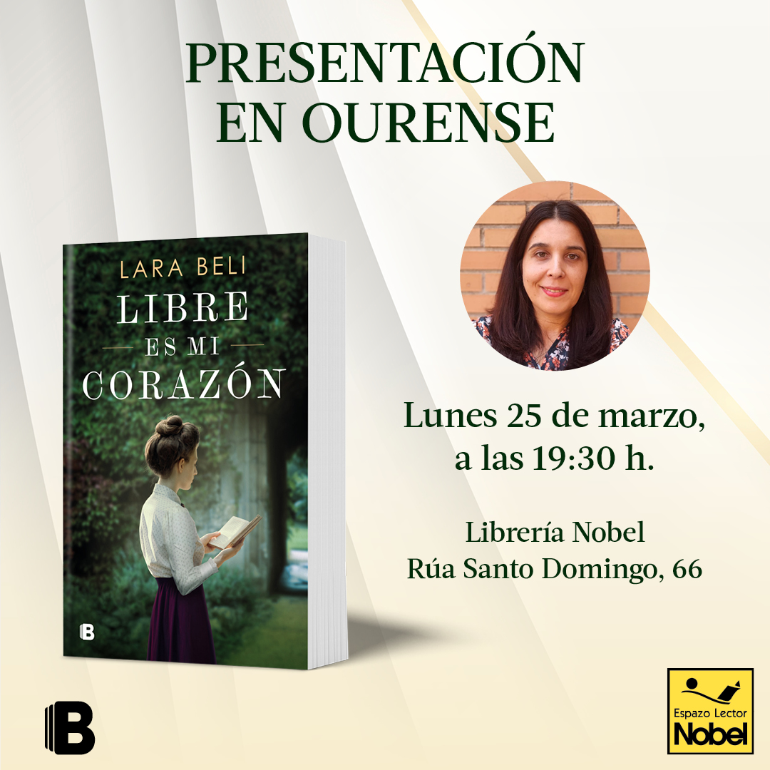 Me hace mucha ilusión anunciaros la próxima presentación de «Libre es mi corazón». Será en Ourense, el próximo Lunes 25 en Espazo Lector Nobel. Me hará mucha ilusión veros a todos los que podáis asistir. <a href="/penguinlibros/">Penguin España 🐧📚</a>