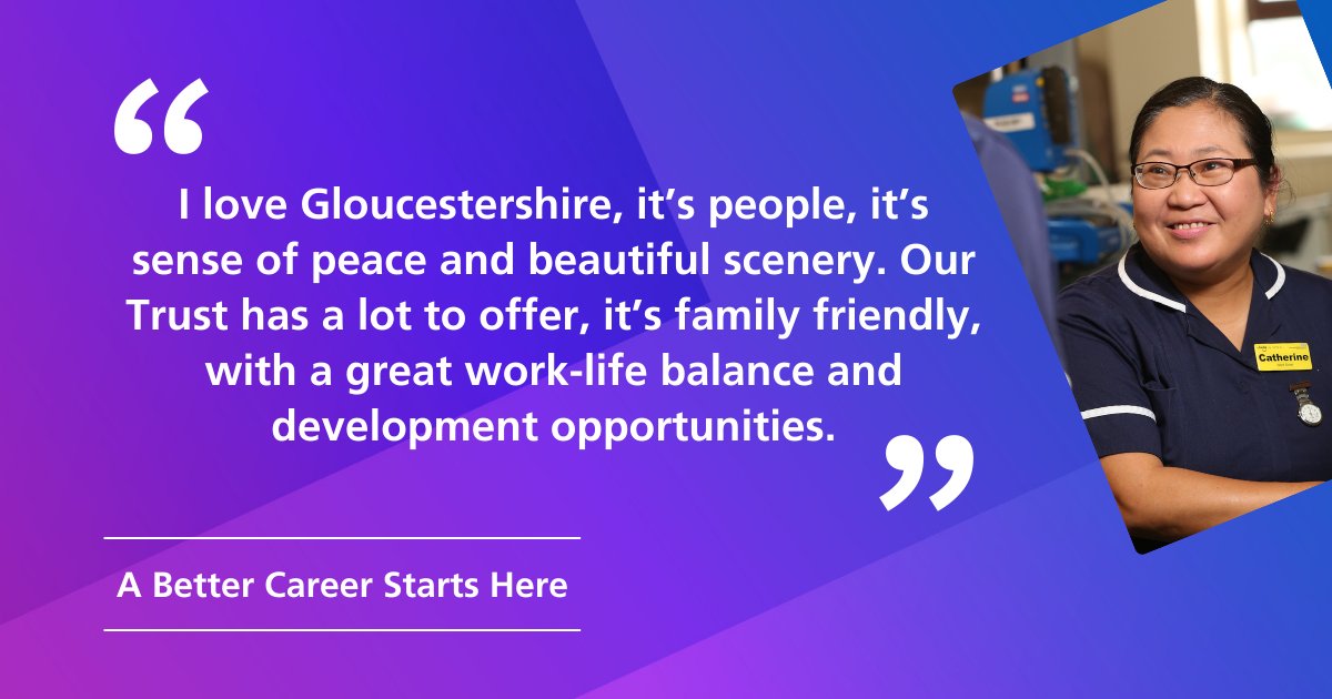 Hear from Catherine, a Ward Sister @gloshospitals as to what she loves about working and living in Gloucestershire. Read more > bit.ly/3IOZVuX
#ABetterCareerStartsHere