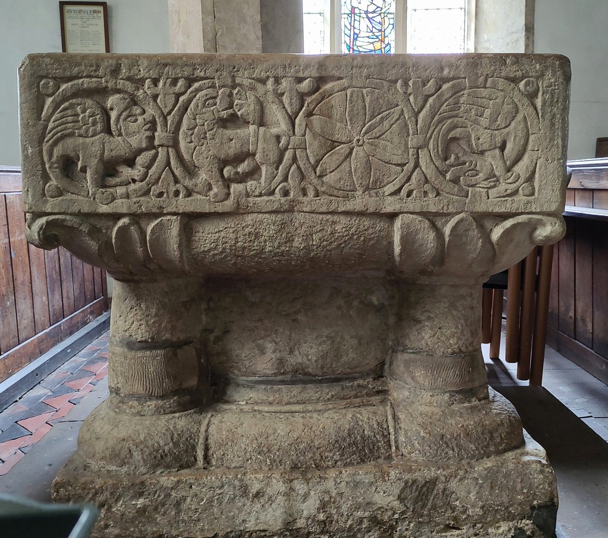 Early Norman font at Newenden. #Kentchurches #FontsonFriday