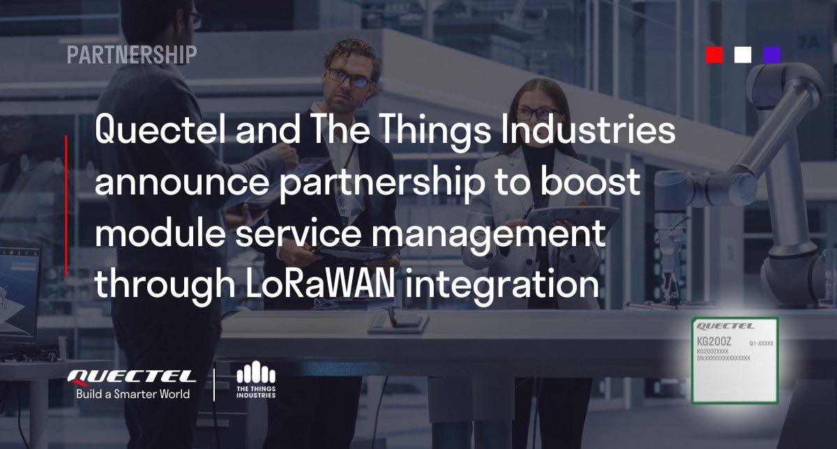 We are excited to announce a partnership with @thethingsindust that ensures our #KG200Z LoRaWAN module comes integrated with 'Works with The Things Stack' and 'Secured by The Things Stack' certifications. 🔗 quectel.com/news-and-pr/kg…