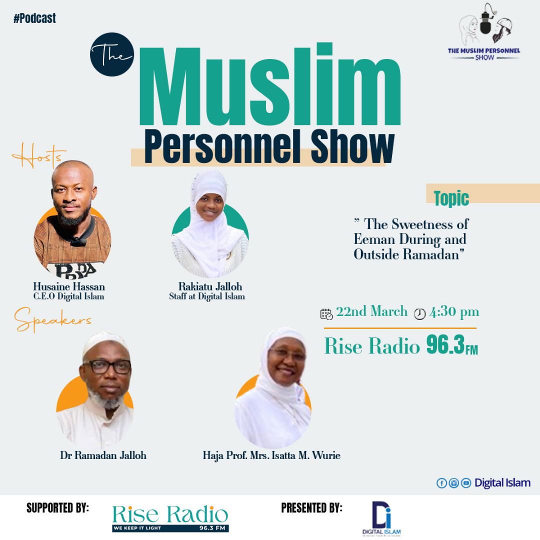 riseradio96_3fm's tweet photo. Join us on #TheMuslimPersonnelShow for an enlightening discussion on how to cultivate and cherish the sweetness of #Eeman in our lives, both during the blessed month of #Ramadan and throughout the year. @asmaakjames @mariamajbah9
#RamadanReflections #riseradiosl https://t.co/hlhZrlvxhZ