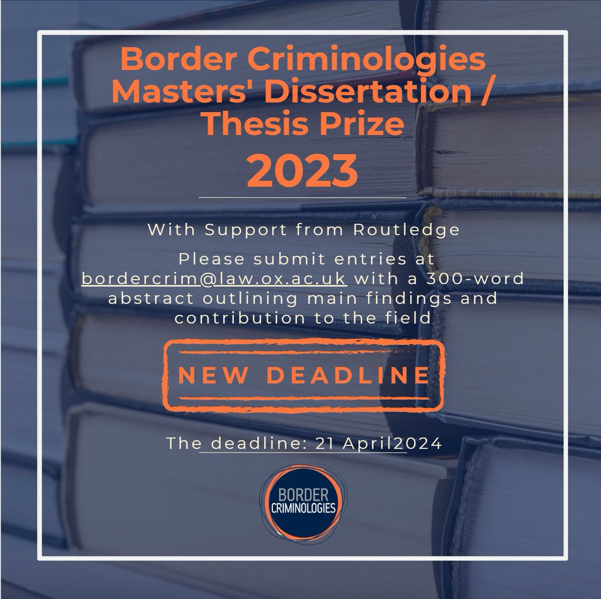 [EXTENDED Call for Submissions📢] We have extended our CfS for our Master's Dissertation / Thesis Prize to the 21st of April, 2024! Find more info here: law.ox.ac.uk/content/news/b…