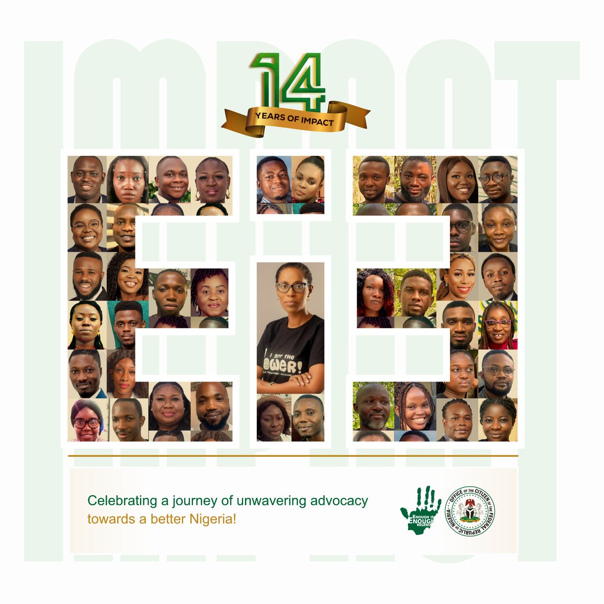 In the 14 years, I've worked with amazing young Nigerians who believe we all deserve better.✊🏽 People like <a href="/Theyolu/">Deolu Adekola</a> <a href="/EmmaAkujobi/">Emmanuel Akujobi</a> <a href="/DapoAwobeku/">Dapo Awobeku</a> <a href="/theadeoluwa/">adeoluwa | #LekkiMassacre</a> <a href="/Deji_AAA/">Deji 𓃵</a> <a href="/mz_chidinmaa/">Chidinma 👑</a> <a href="/PurpleEllipsis/">'D 💜</a> &amp; <a href="/erudit007/">Seun Akinyemi</a>.
Thank you guys for believing Nigeria is worth fighting for!🥰
#EiEat14