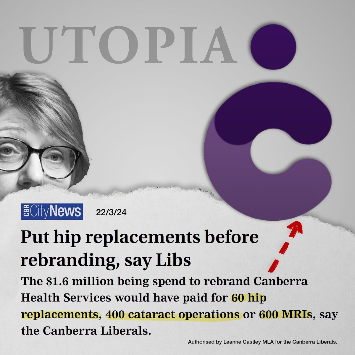 Should $1.6million of your hard earned money be spent on:

🦵 60 hip replacements
OR
👁️ 400 cataract operations 
OR
🩻 600 MRIs
OR
A re-brand?

No prizes for guessing what this Labor-Greens government spent your money on…
