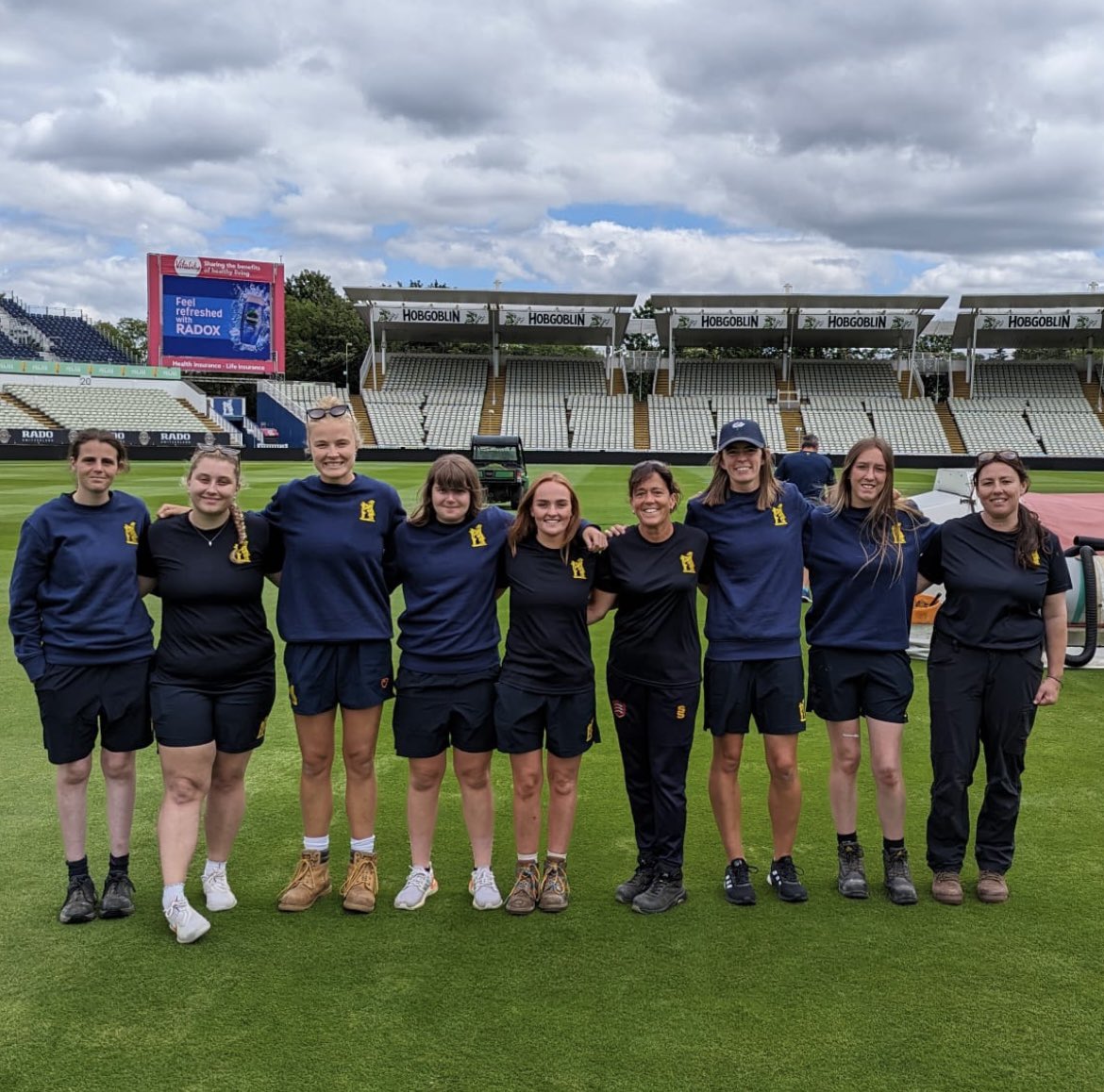 #GroundsWeek The world’s first all women’s grounds team to produce an international cricket pitch. We didn’t know it at the time, but Tara in the middle there would soon lead the Women’s Super League first all women’s grounds team at the Emirates.