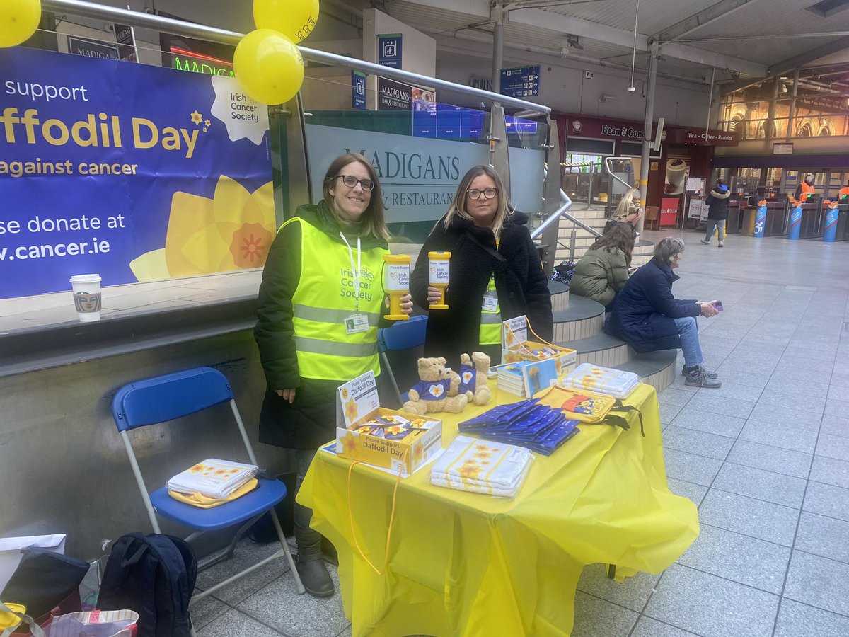 IrishRail's tweet photo. Today is #DaffodilDay 🌼 

If passing  Connolly, Heuston Stations and many other stations, you can purchase a Daffodil Pin to support cancer patients and their families 

ℹ️ https://t.co/kCwOSTnaIn

@IrishCancerSoc https://t.co/OReprpjVRD