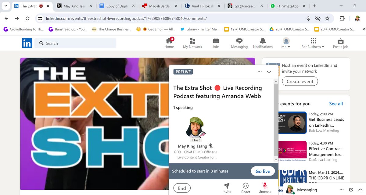 MayKingTea's tweet photo. #FOMOCreator BTS (no, I don't mean that K-pop sensation, I mean behind-the-scenes 🤣)
8 mins to go before I go live with @Spiderworking
on LinkedIn Audio on #TheExtraShot
see you in 8!
https://t.co/BXQy3v5KOB https://t.co/1xeTB6xu0y
