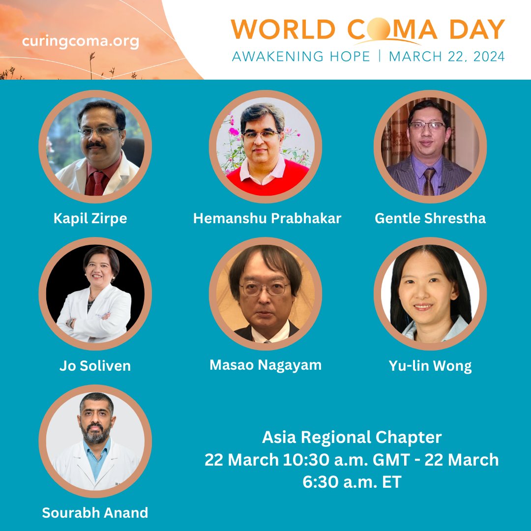 Join us now for the World Coma Day Live Discussion with the Asia Regional Chapter. smithbucklin.zoom.us/meeting/regist…