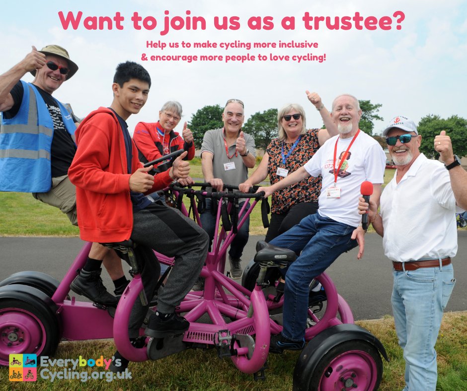 Can you help? We're looking for volunteers to join our friendly board of trustees and help more people to #lovecycling. Find out more on everybodyscycling.org.uk/trustees-wanted #JoinTheBoard #BecomeATrustee #volunteer
